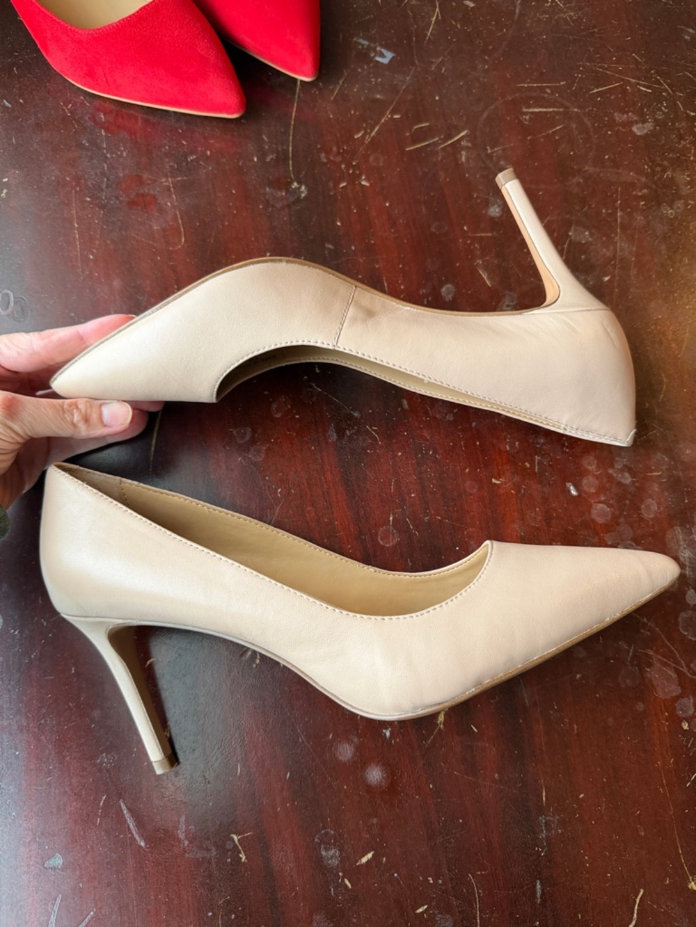 Like New Banana Republic Pointed Toe High Heels in Red and Nude - Picture 9 of 13